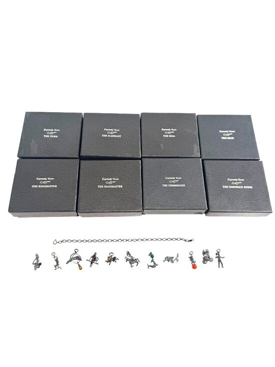 Expressly Yours Jewelry - Expressly Yours Circus Charm Bracelet Sterling Silver 12 Charms 8 Boxes Animals